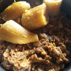 Porriage brown beans and Ripe plantain A picture of Porriage brown beans and Ripe plantain.