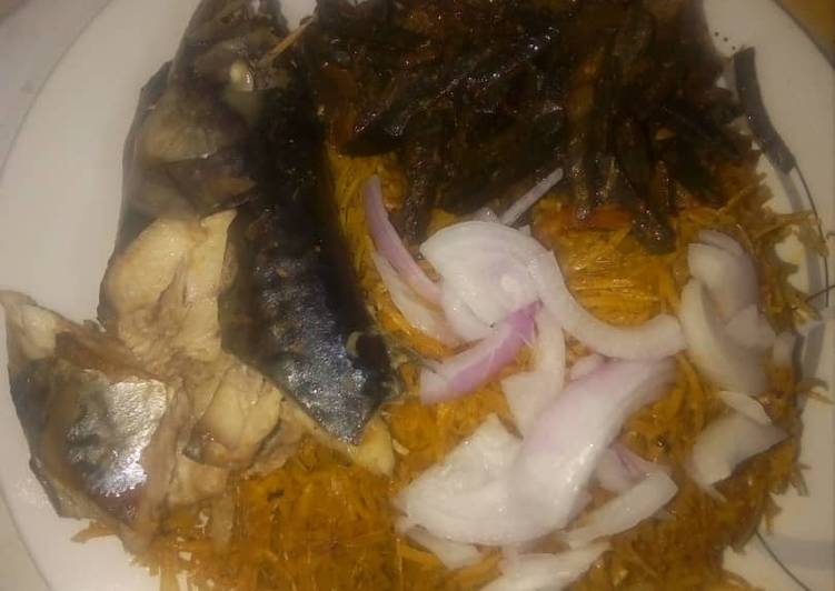 Native igbo Food(abacha) with ugba and smoked fish