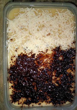 Foto resep Puding roti tawar dessert box mix coklat keju