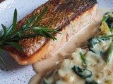 Salmon in creamy spinach sauce