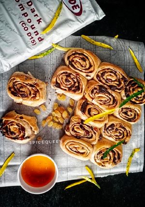 A picture of Chocolate Raisin Chelsea Buns.