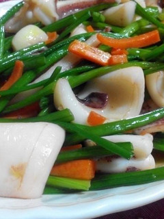 透抽炒韭菜【澎湖野生水產】 的食譜成品照片