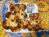 Flans « ours » aux pruneaux, pommes et mascarpone
