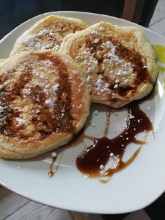 Una foto de Hot cakes sin huevo