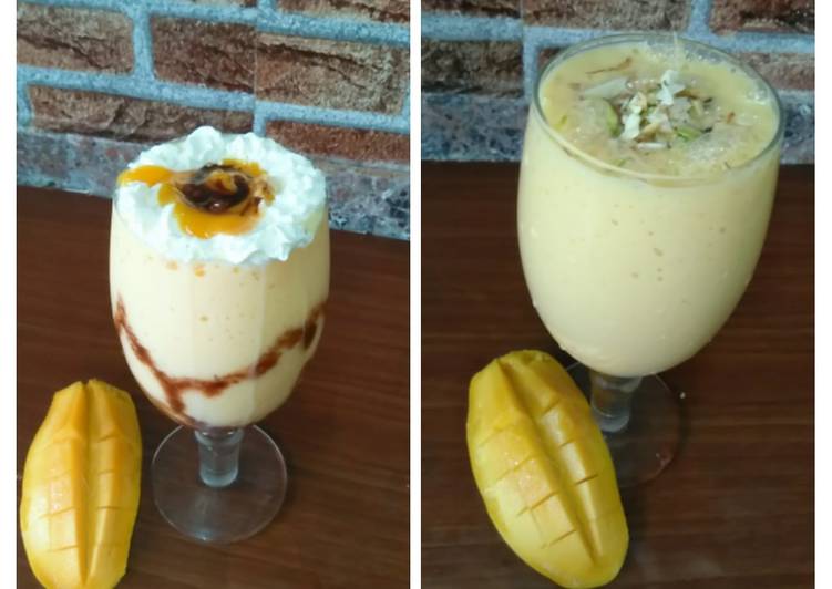 Step-by-Step Guide to Prepare Speedy Mango milk shake with chocolate and nuts