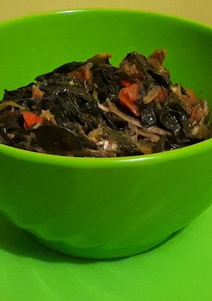 Foto resep Sayur daun singkong+ikan teri alaKu