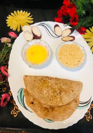 A picture of Sweet potato Puran poli (sweet paratha).