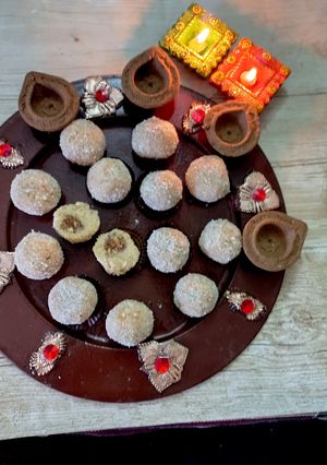 A picture of Stuffed Coconut Ladoo 🥥.