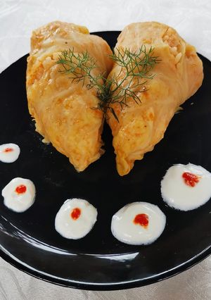 Töltött káposzta füstölt hússal, sonkával recept fotója