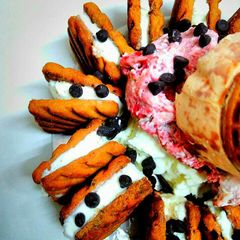 A picture of Icecream sandwich cake.