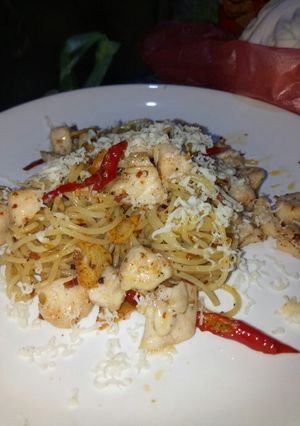 Foto resep Spaghetti Aglio Olio with Chicken