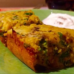 A picture of Super quick crustless quiche .
