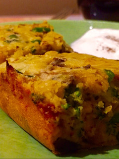 A picture of Super quick crustless quiche .