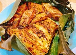 Hình của món Cá đuối nướng nghệ đơn giản bằng nồi chiên không dầu.