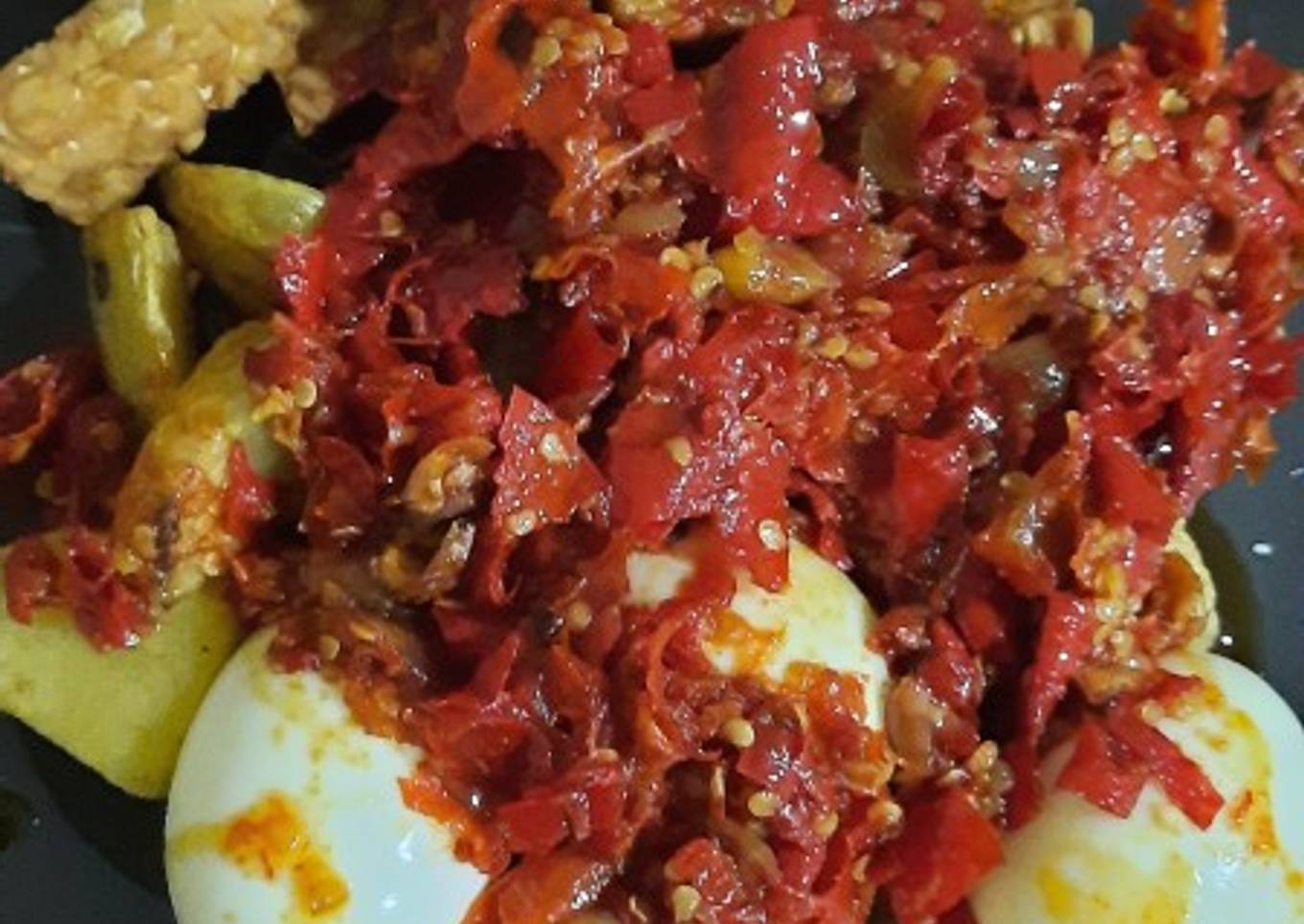 TELOR KENTANG TEMPE BALADO (SAMBALADO ALA PADANG)