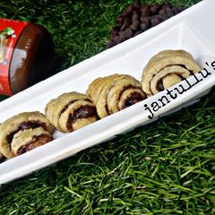 Puff pastry mini chocolate croissant A picture of Puff pastry mini chocolate croissant.