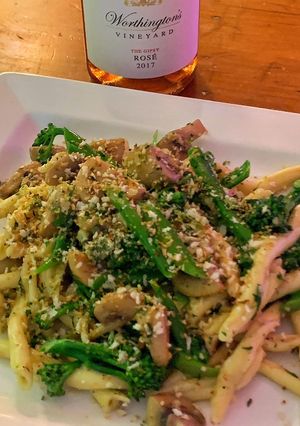 A picture of Crunchy pappardelle.