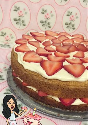 صورة لوصفة كيكة الفراولة