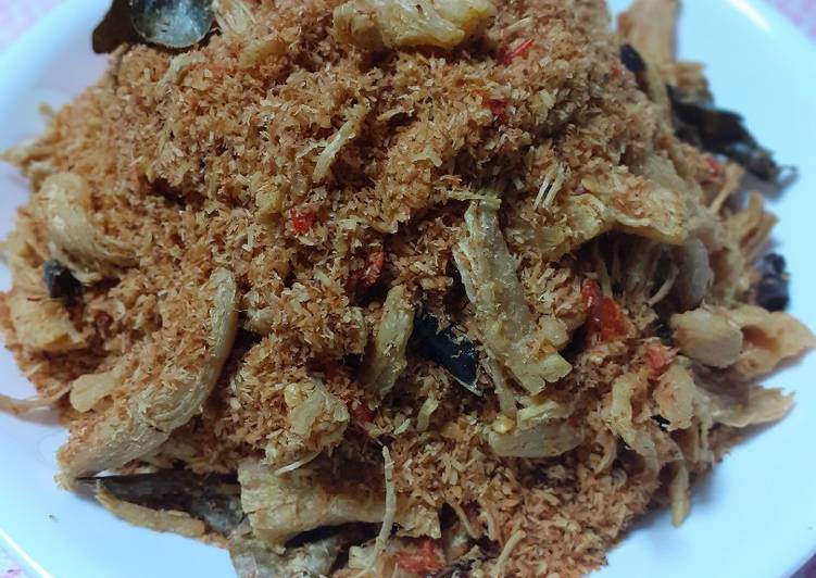 Resep @ENAK Srundeng Ayam Suwir Pedas menu masakan harian