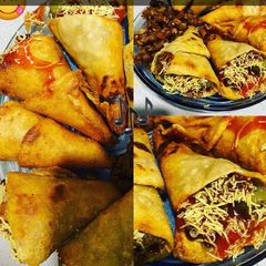 A picture of Roti cone chaat.