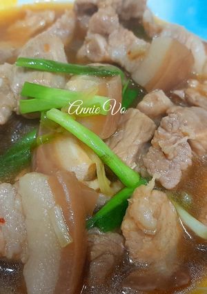 Hình của món Thịt rang hành và cách trữ hành lá được lâu.