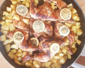 Easy Fast Cooking Baked chicken and potatoes Savory Delicious