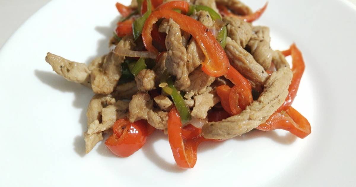 Fajitas de cerdo al pimiento Receta de Bendecido- Cookpad