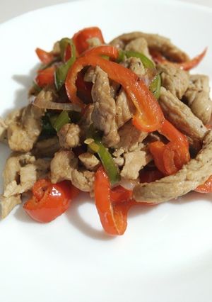 Una foto de Fajitas de cerdo al pimiento