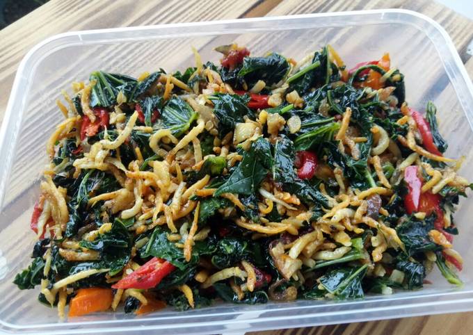 Bagaimana Menyiapkan Tumis teri daun pepaya jepang Anti Gagal