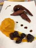 Duck Breast Strips with Roasted Figs and Carrot-Parsnip Purée