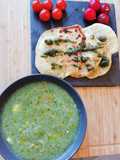Soupe froide concombre céleri branche gingembre avec paratha
