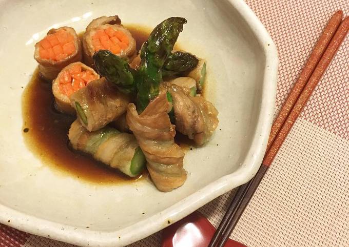 Japanese Niku Maki the Vegetables wrapped in Pork Belly