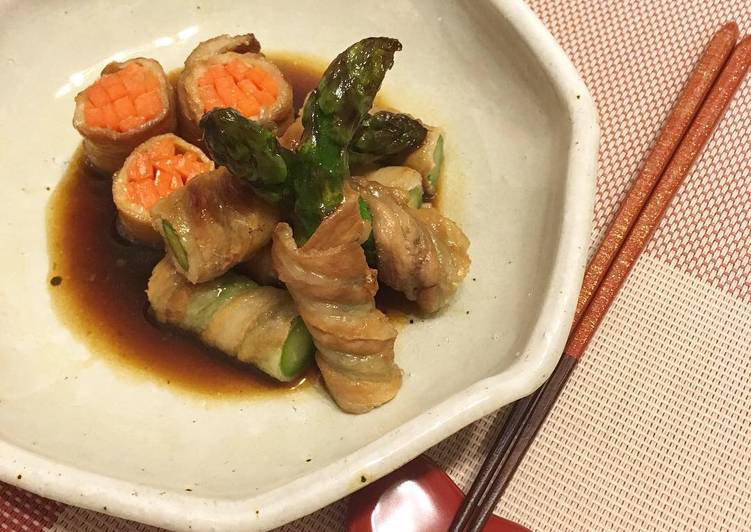 Steps to Prepare Award-winning Japanese Niku Maki the Vegetables wrapped in Pork Belly