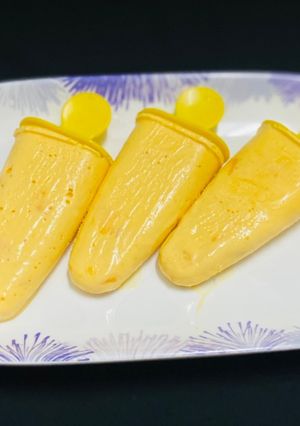 A picture of Alphonso mango cream popsicle /kids favorite dessert.