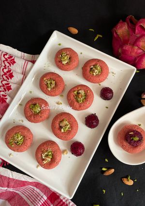 A picture of Dragon Fruit Sandesh.
