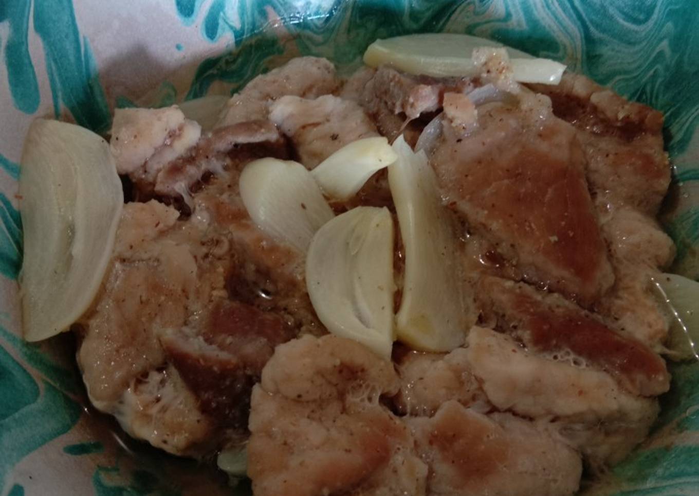 Steam pork garlic/tim daging babi