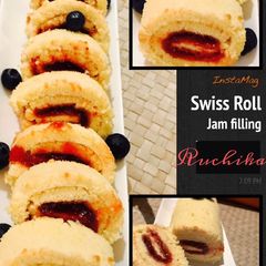 A picture of Jam filled Swiss roll.