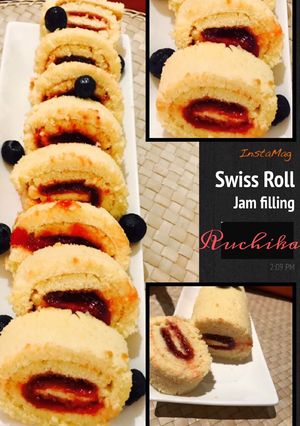 A picture of Jam filled Swiss roll.