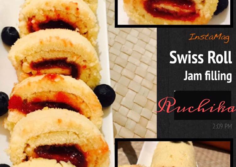 Jam filled Swiss roll