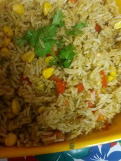 A picture of Mexican green rice.