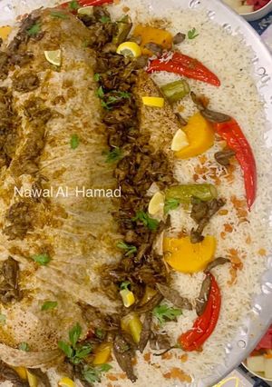 صورة لوصفة مفطح لباني 🐑 مع حمسة طيور دخل و كبدة