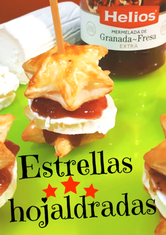 Una foto de Estrellas hojaldradas con queso de cabra y mermelada