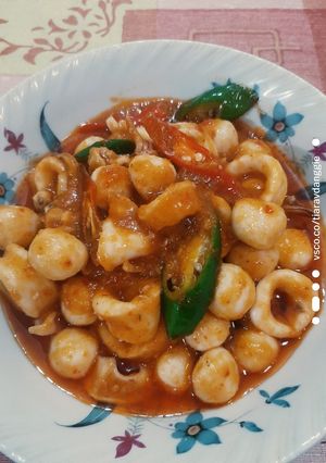 Foto resep Cumi bakso ikan saus padang