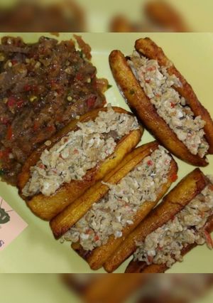 A picture of Plantain with scrambled egg.