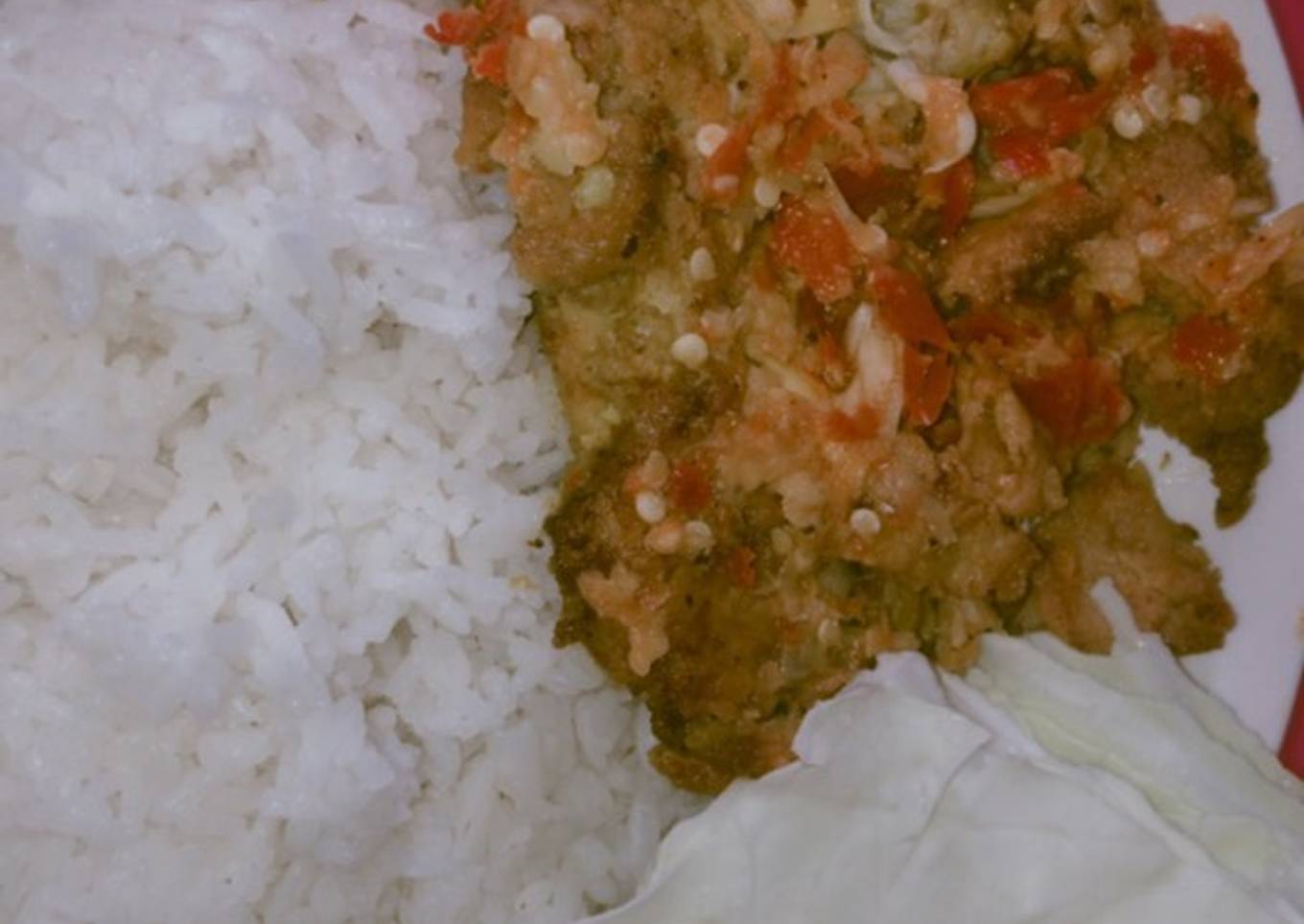 Ayam ungkep geprek sambal korek