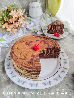 Foto resep Cinnamon Zebra Cake (Putih Telur)