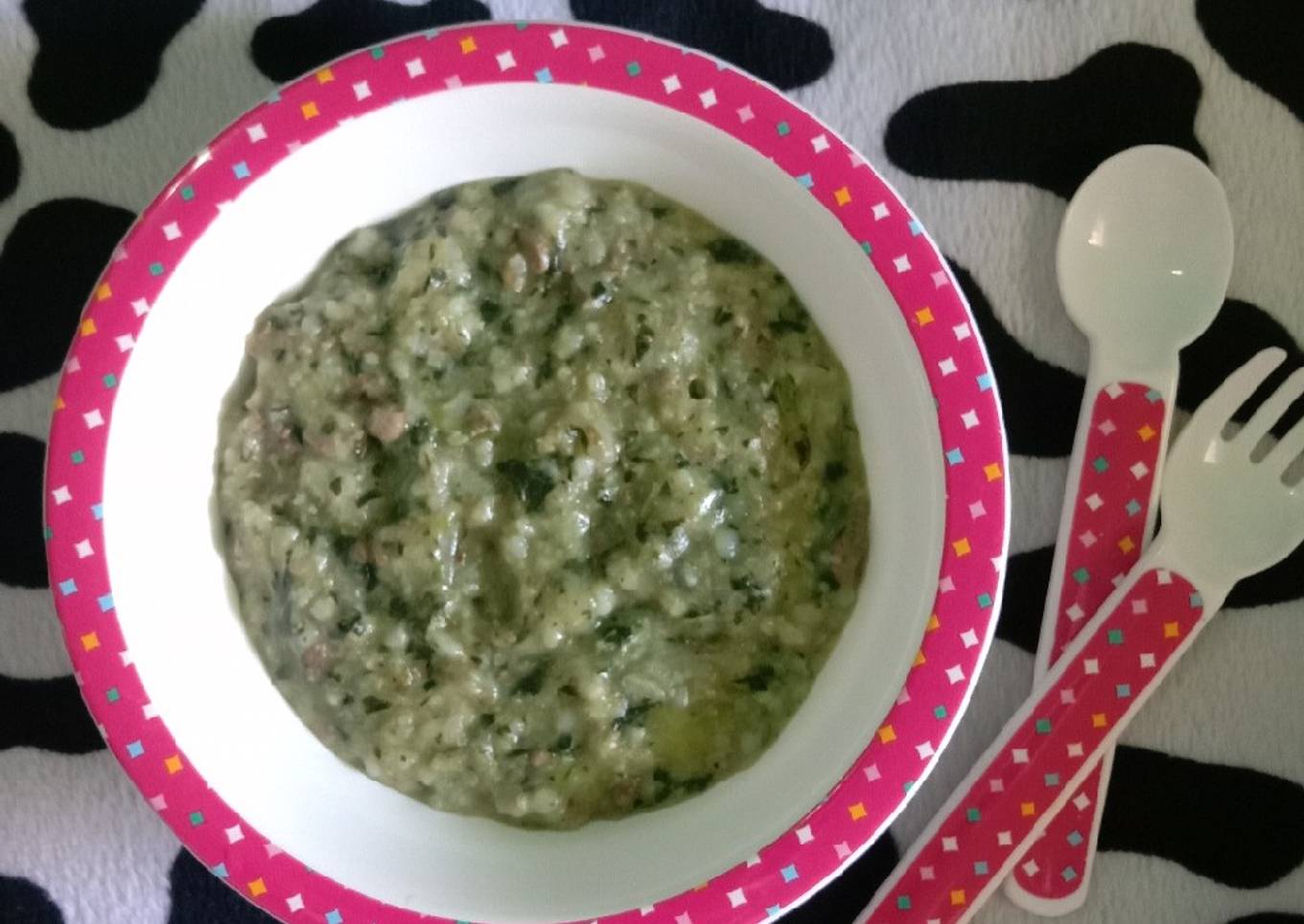 Bubur Mpasi 6+: Bobor Bayam dan Hati Ayam