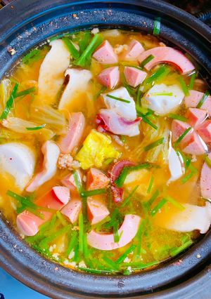 Hình của món Canh kim chi xúc xích.