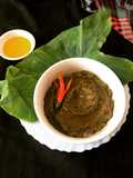 Kochu Pata Bata (Colocasia Leaves Chutney - Bong style)
