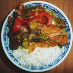 A picture of Soya chunks chinese style.